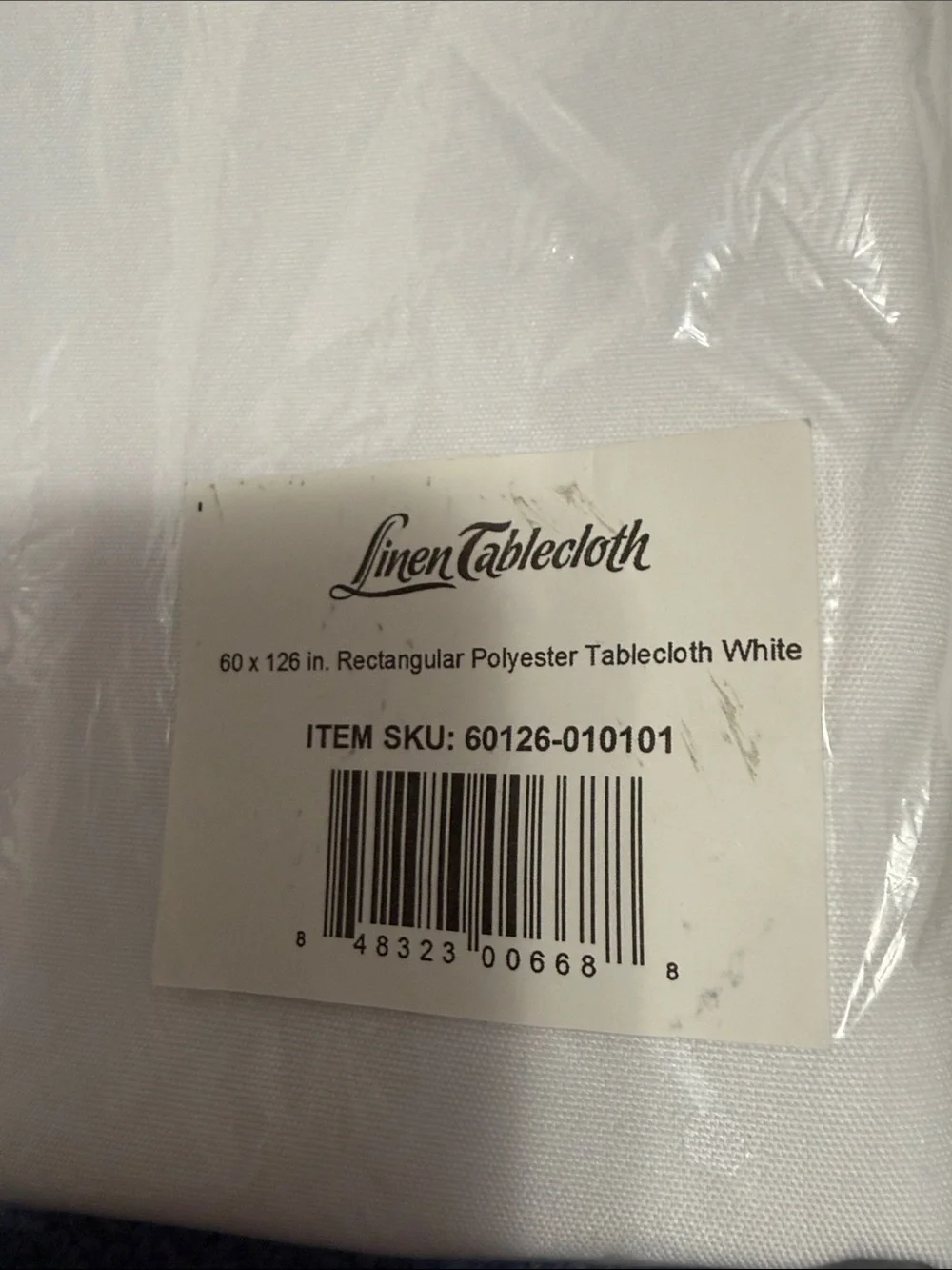 White Polyester Tablecloth 60”X126”